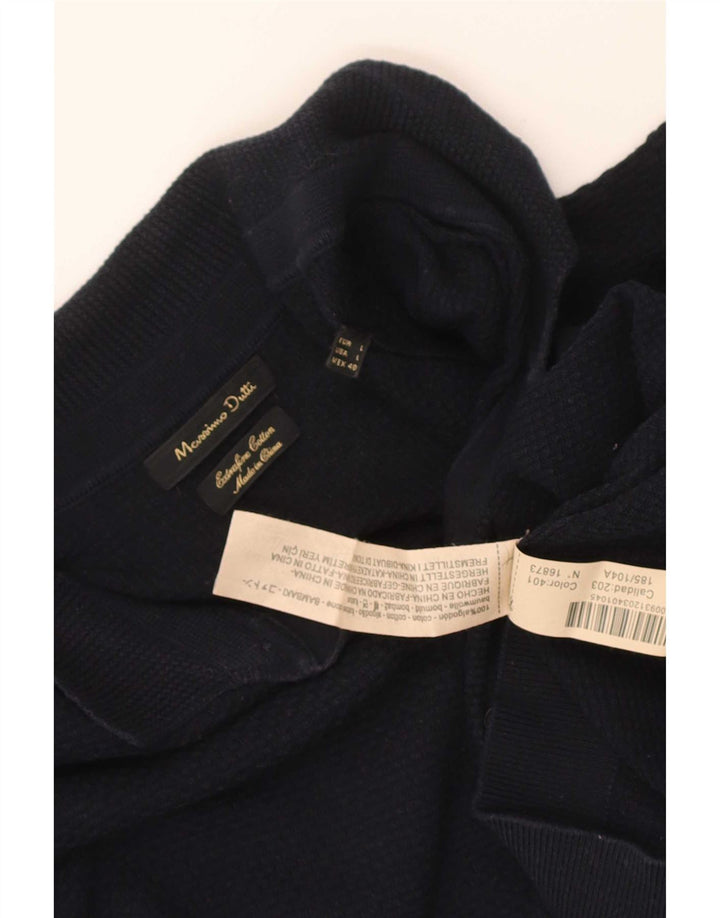 Massimo Dutti Mens Polo Shirt Large Navy Blue Cotton