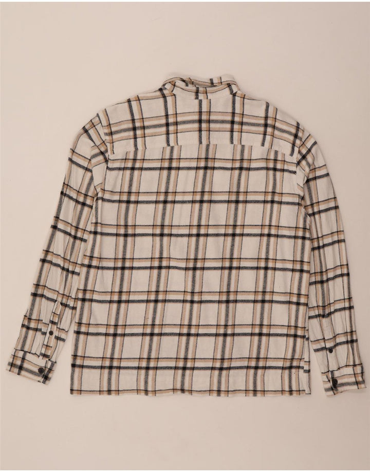 Jack & Jones Mens Flannel Shirt 2XL White Check Cotton