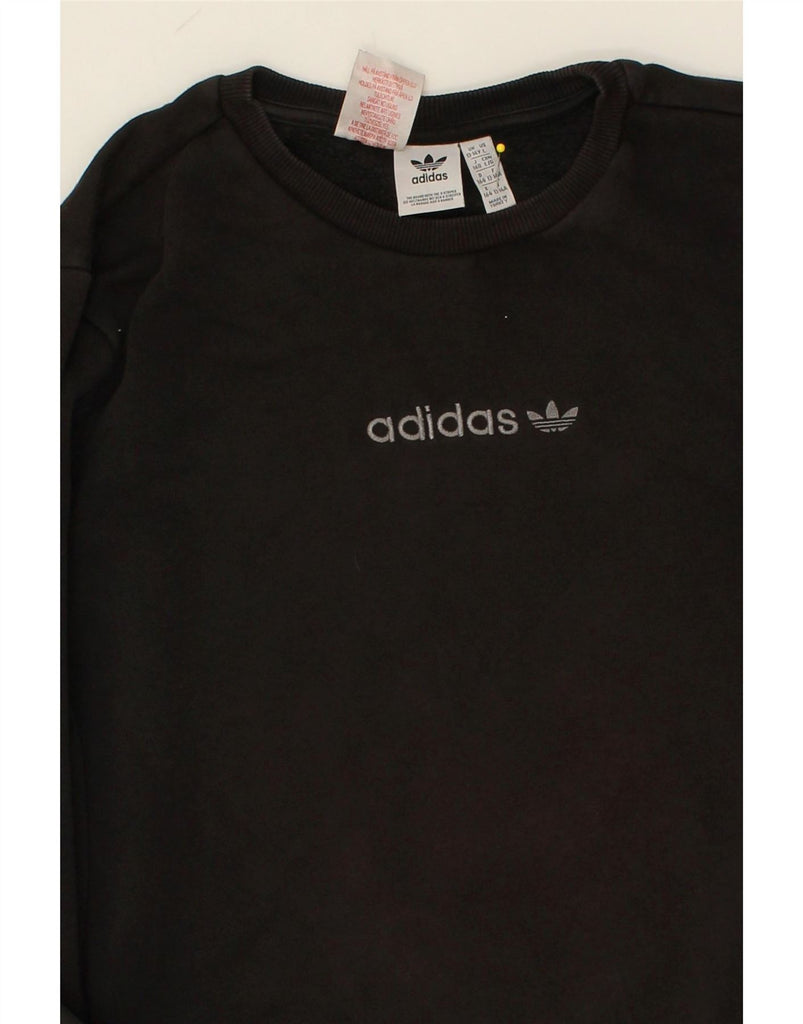 ADIDAS Boys Graphic Sweatshirt Jumper 13-14 Years Large  Black Cotton Vintage Adidas and Second-Hand Adidas from Messina Hembry 