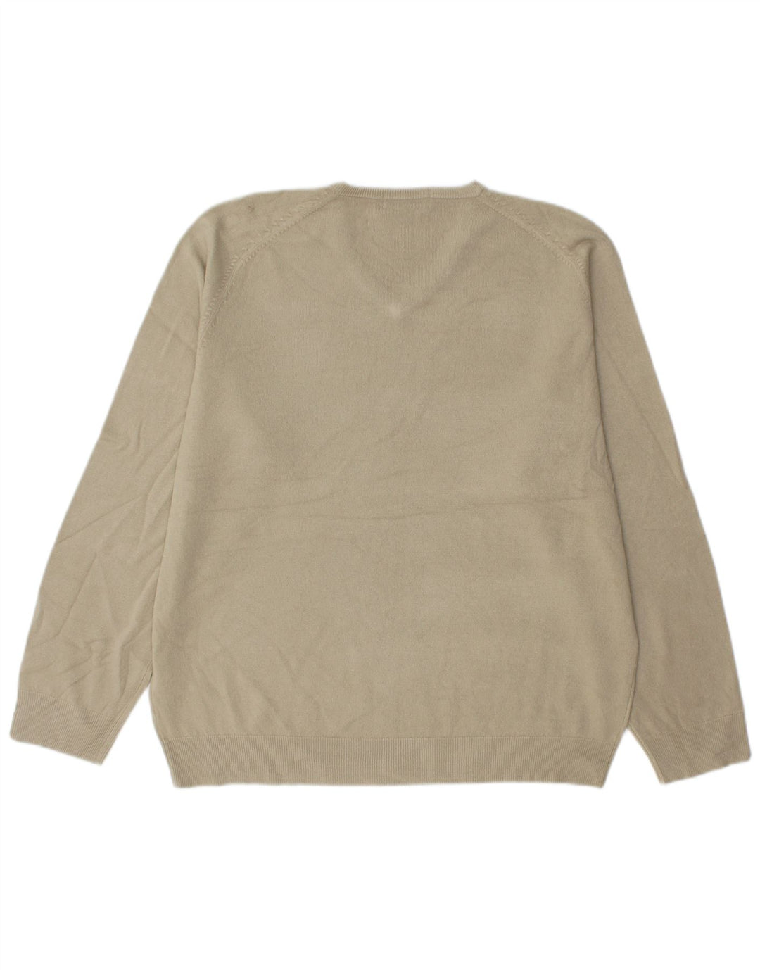 Marks & Spencer Mens V-Neck Jumper Sweater Large Beige Acrylic
