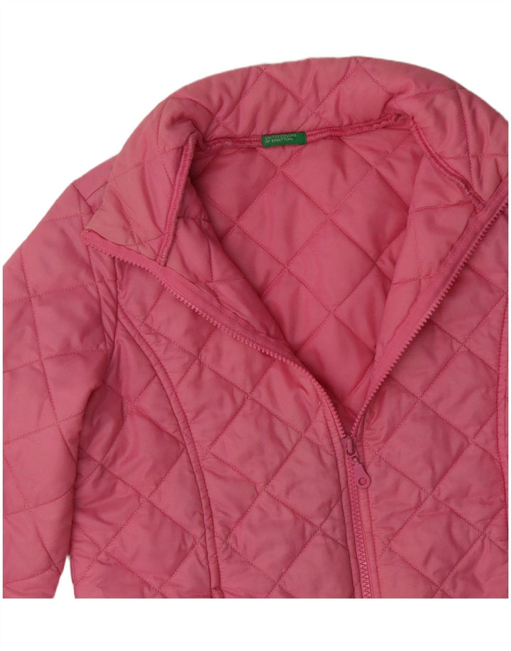 BENETTON Womens Quilted Jacket UK 8 Small Pink