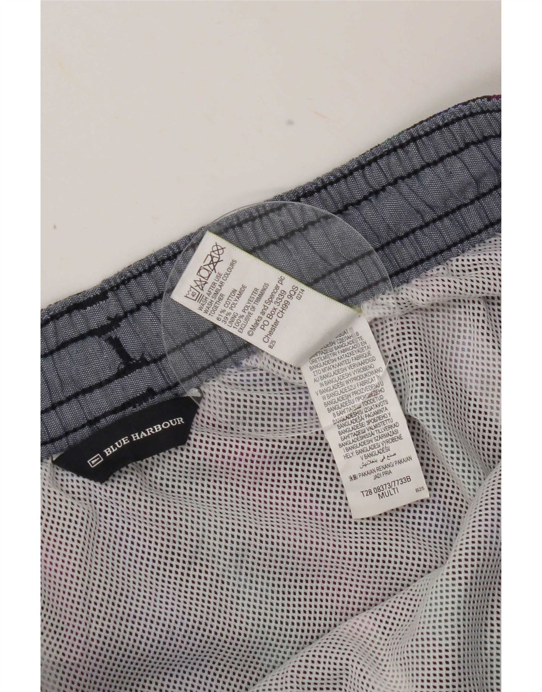 Marks & Spencer Mens Swimming Shorts Large Multicoloured Gingham Cotton