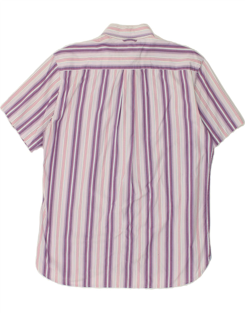 TOMMY HILFIGER Mens Short Sleeve Shirt Large Purple Striped Cotton | Vintage Tommy Hilfiger | Thrift | Second-Hand Tommy Hilfiger | Used Clothing | Messina Hembry 