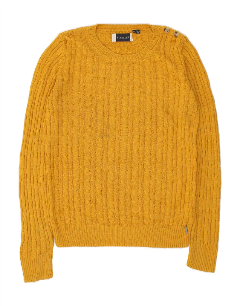 SUPERDRY Womens Crew Neck Jumper Sweater UK 12 Medium Yellow Acrylic | Vintage Superdry | Thrift | Second-Hand Superdry | Used Clothing | Messina Hembry 