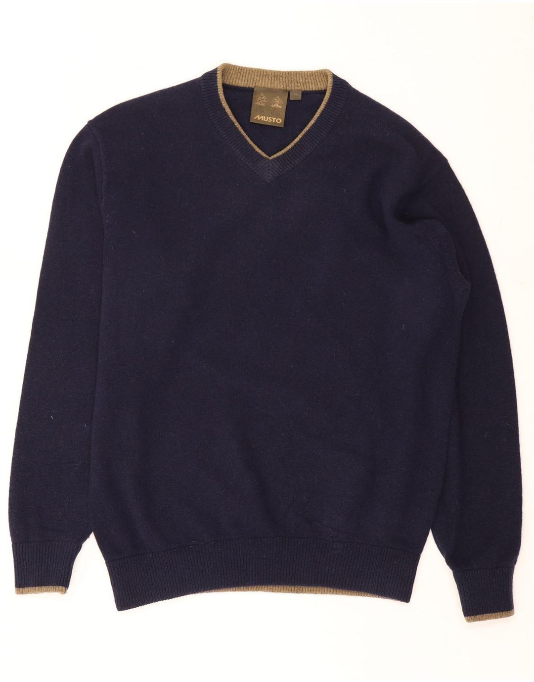 Musto Mens V-Neck Jumper Sweater XL Navy Blue