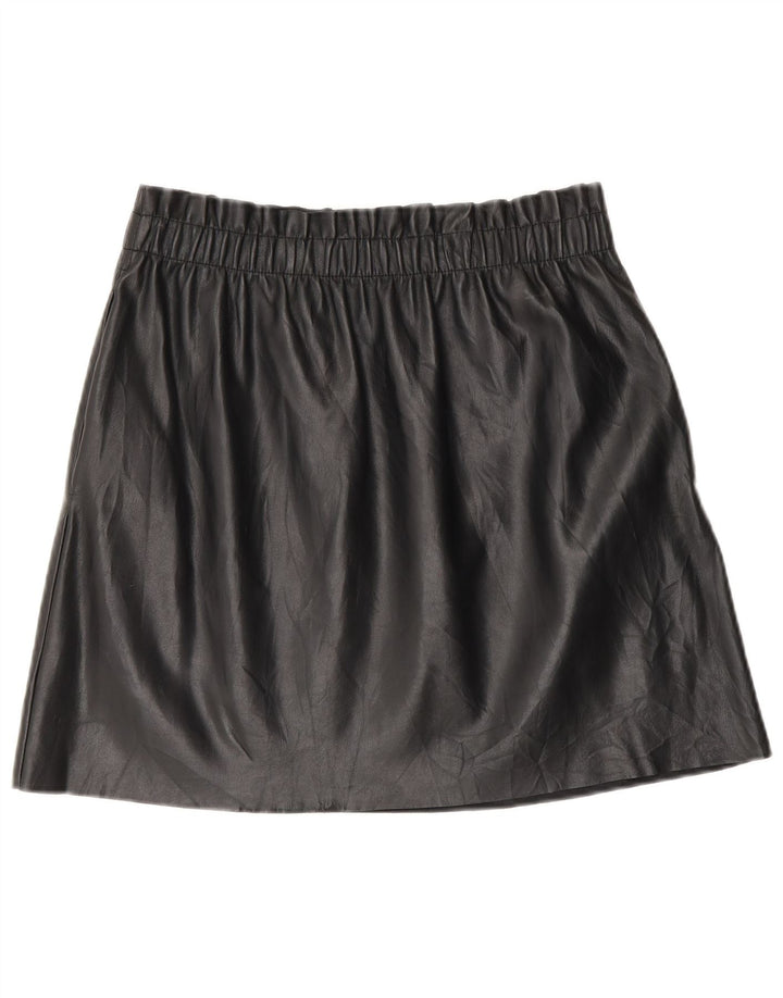 Zara Womens Faux Leather Mini Skirt Medium W28  Black Polyester