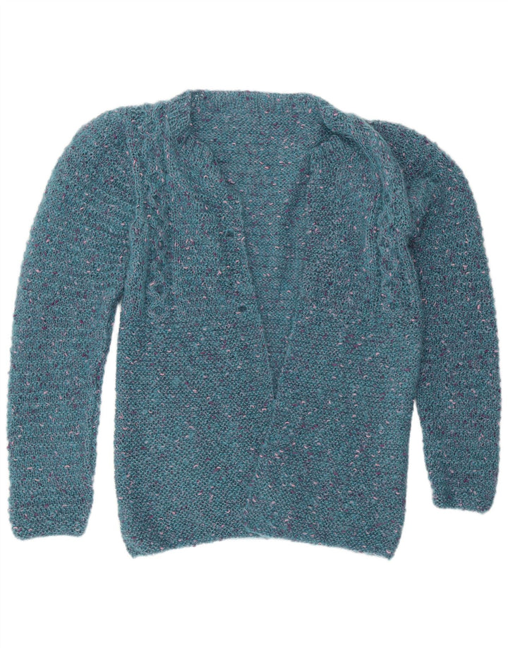 Vintage Womens Open Cardigan Sweater UK 12 Medium Blue Flecked