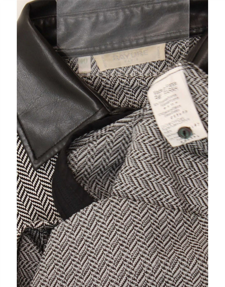 Vintage Womens Shirt Blouse EU 40 Medium Black Herringbone Polyamide