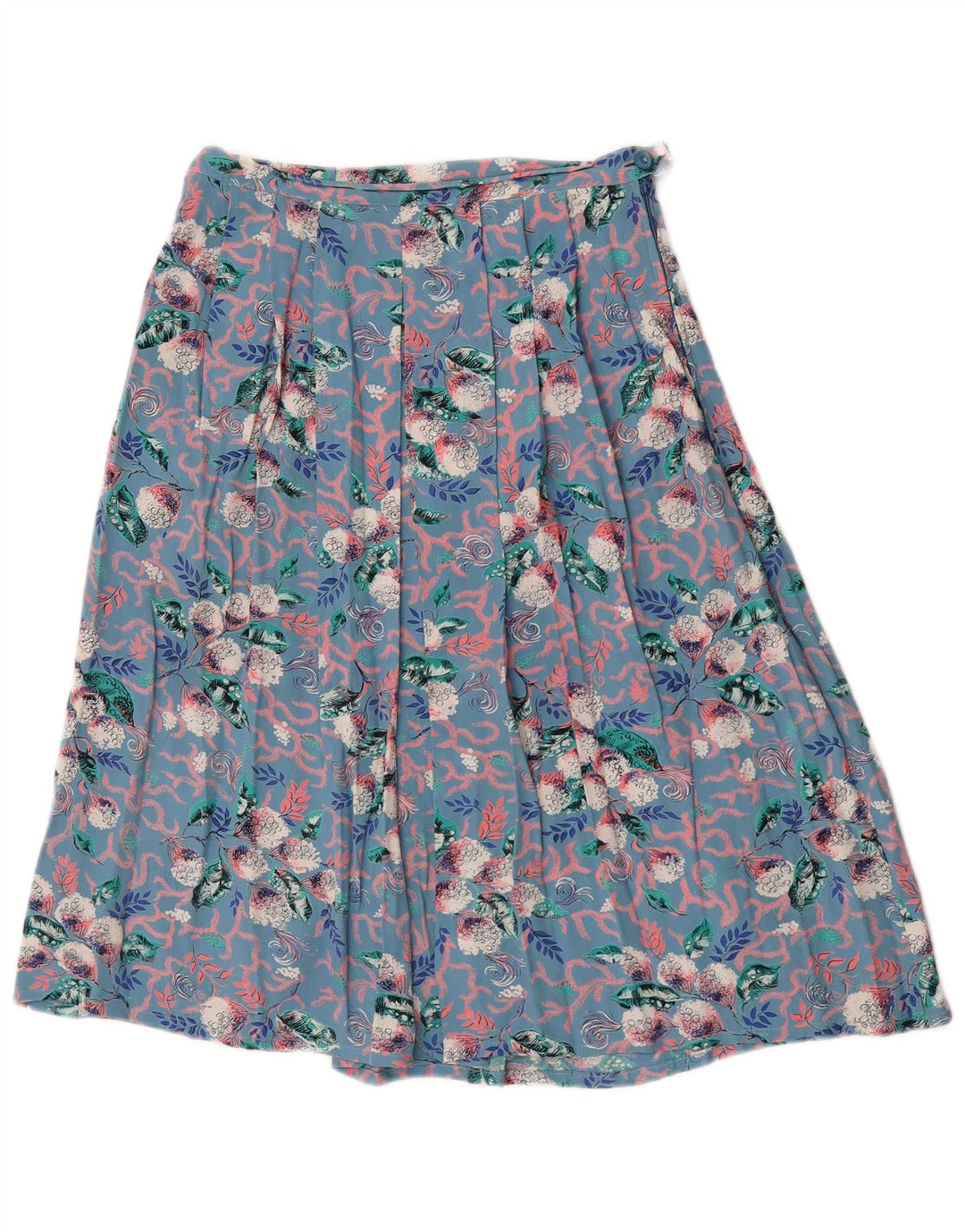 Vintage Womens Pleated Skirt W26 Small  Blue Floral