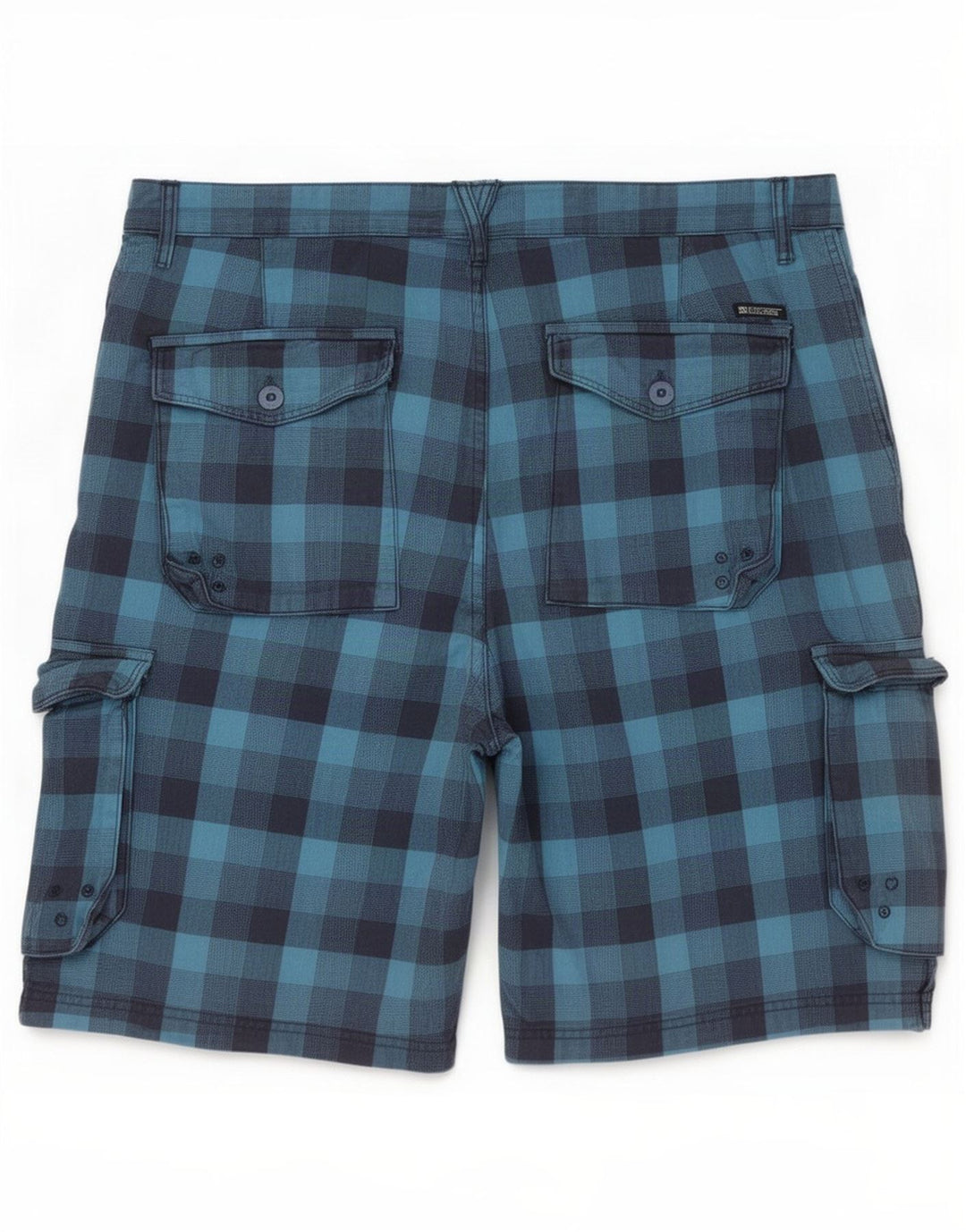 DC Mens Cargo Shorts W38 XL Blue Check Cotton