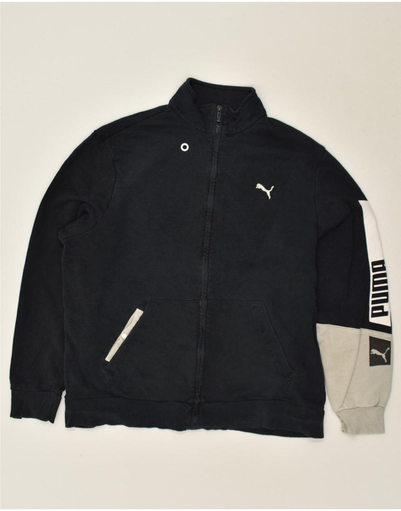 PUMA Mens Graphic Tracksuit Top Jacket 2XL Black Colourblock | Vintage Puma | Thrift | Second-Hand Puma | Used Clothing | Messina Hembry 