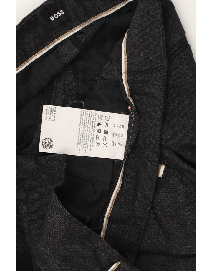Hugo Boss Mens Slim Chino Trousers W32 L32 Grey Polyester