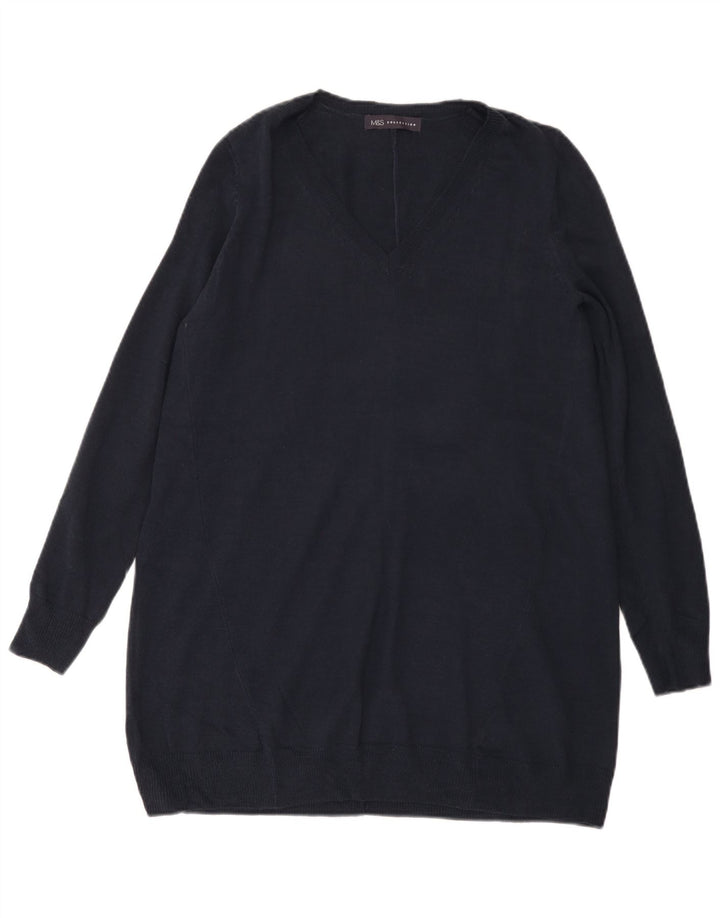 MARKS & SPENCER Womens V-Neck Jumper Sweater UK 10 Small Navy Blue