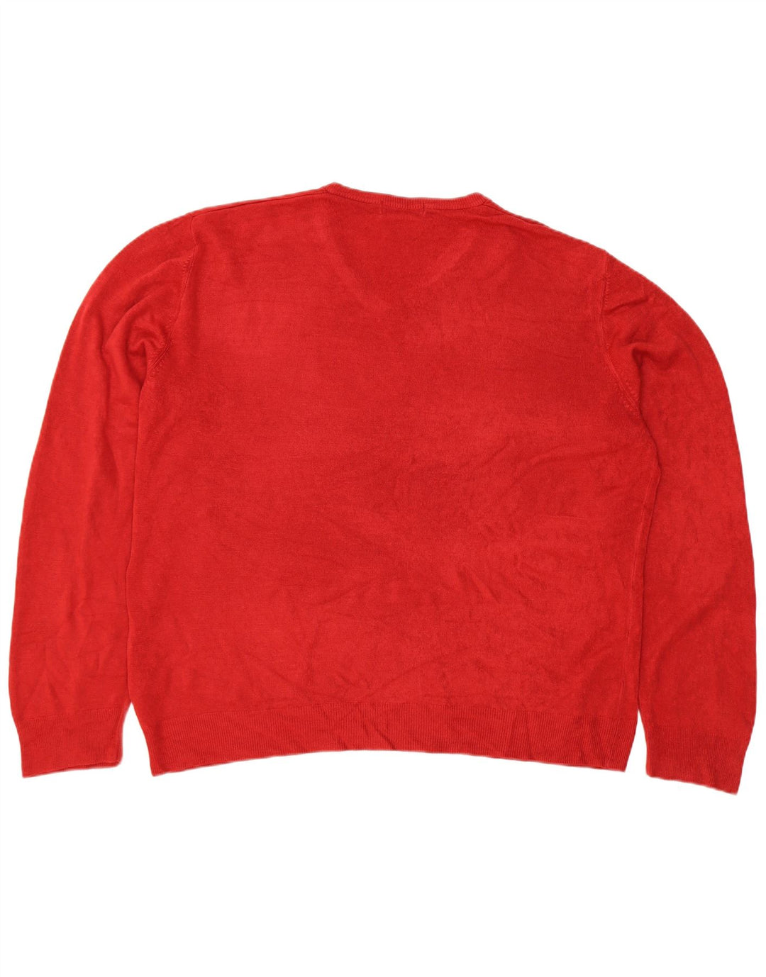 MARKS & SPENCER Mens Blue Harbour V-Neck Jumper Sweater XL Red Acrylic