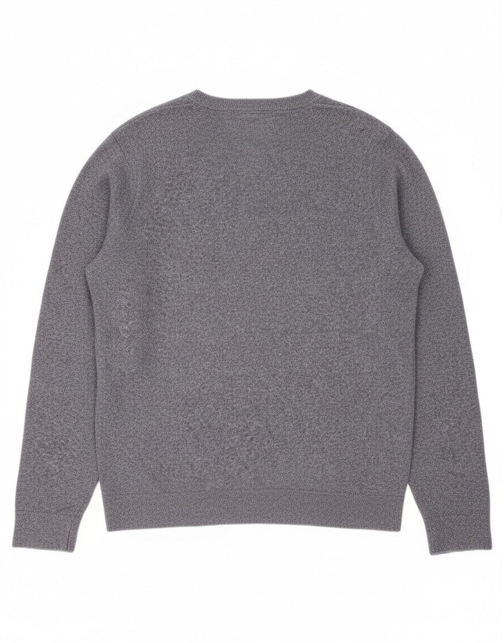 SUPERDRY Mens V-Neck Jumper Sweater Large Navy Blue Cotton