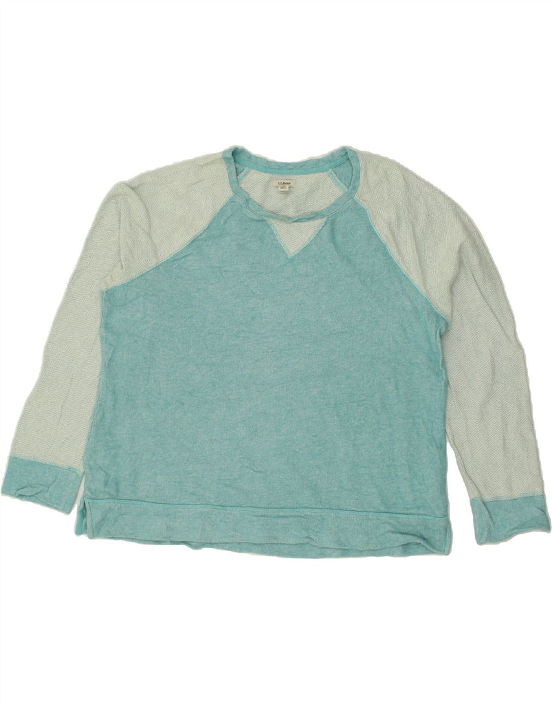 L.L.BEAN Womens Sweatshirt Jumper UK 18 XL Blue Colourblock Cotton | Vintage L.L.Bean | Thrift | Second-Hand L.L.Bean | Used Clothing | Messina Hembry 