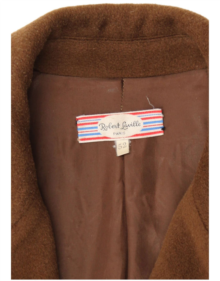Vintage Womens Overcoat EU 42 4XL Brown Virgin Wool