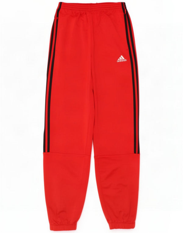 Adidas Boys Tracksuit Trousers Joggers 13-14 Years Red Polyester