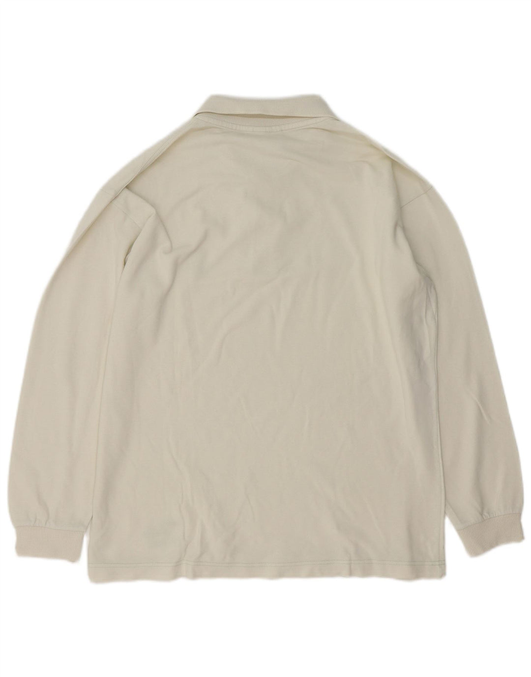 Trussardi Mens Long Sleeve Polo Shirt Large White Cotton