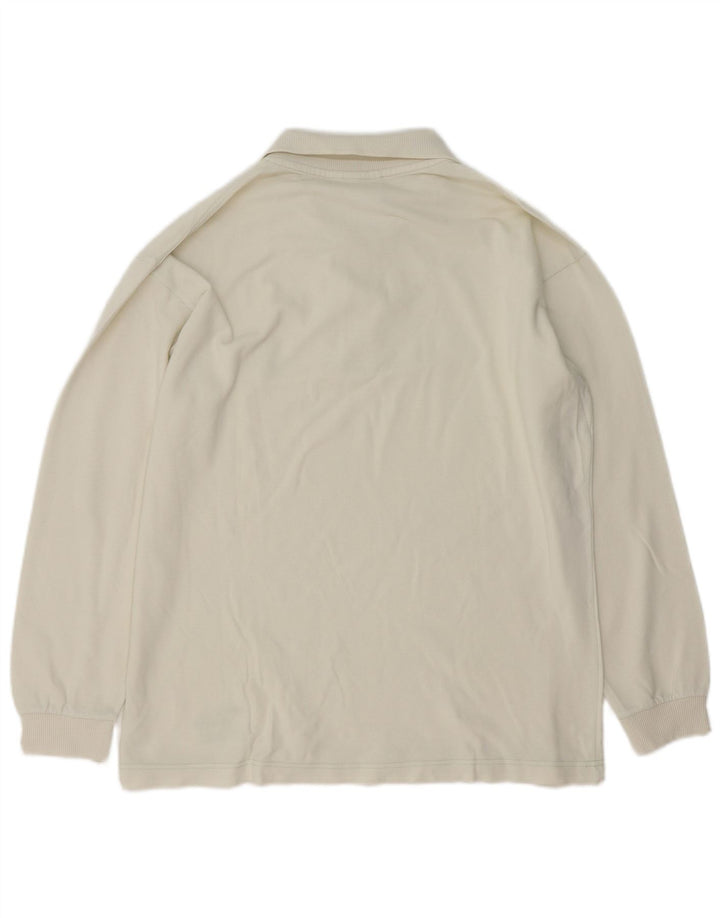 Trussardi Mens Long Sleeve Polo Shirt Large White Cotton