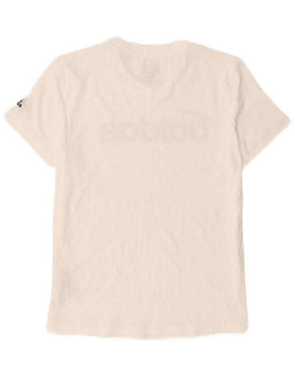 Adidas Womens Graphic T-Shirt Top UK 12 Medium White Cotton