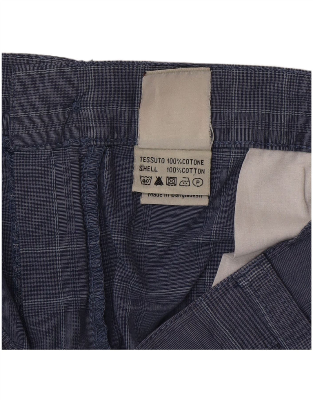 Blue Side Mens Cargo Shorts IT 52 XL W36  Blue Check Cotton
