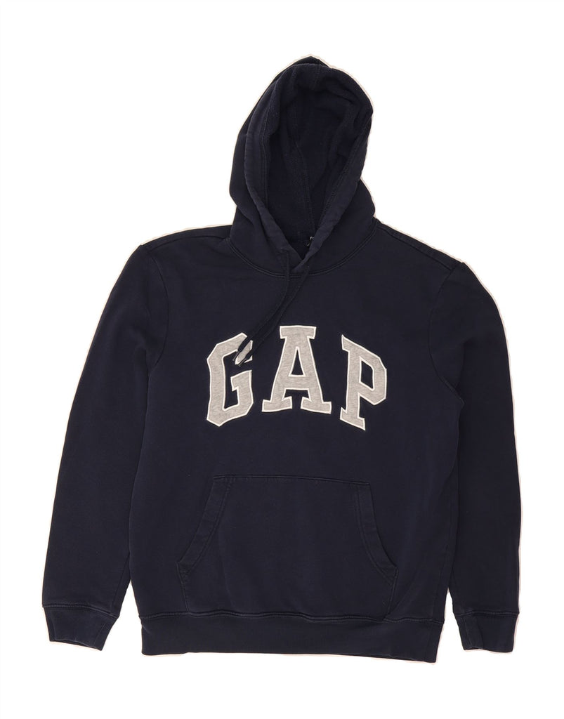 GAP Womens Graphic Oversized Hoodie Jumper UK 6 XS Navy Blue Cotton Vintage Gap and Second-Hand Gap from Messina Hembry 