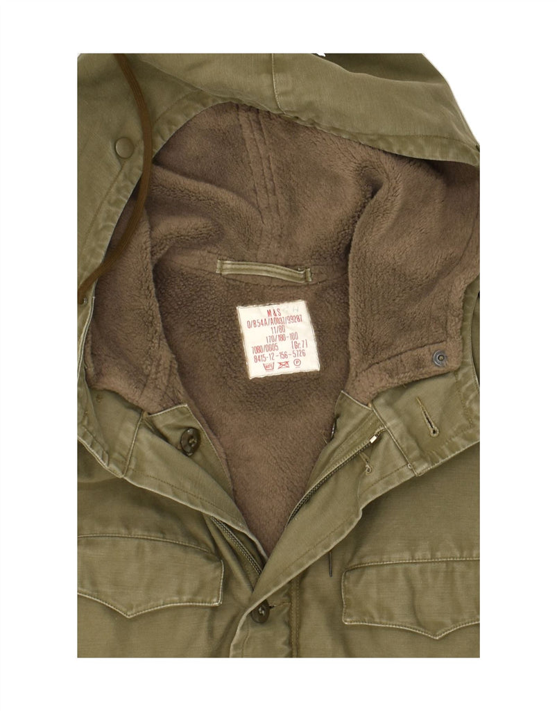 M & S Mens Hooded Military Jacket UK 36 Small Khaki Vintage M & S and Second-Hand M & S from Messina Hembry 