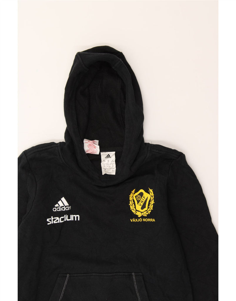 ADIDAS Boys Hoodie Jumper 11-12 Years Black Cotton Vintage Adidas and Second-Hand Adidas from Messina Hembry 