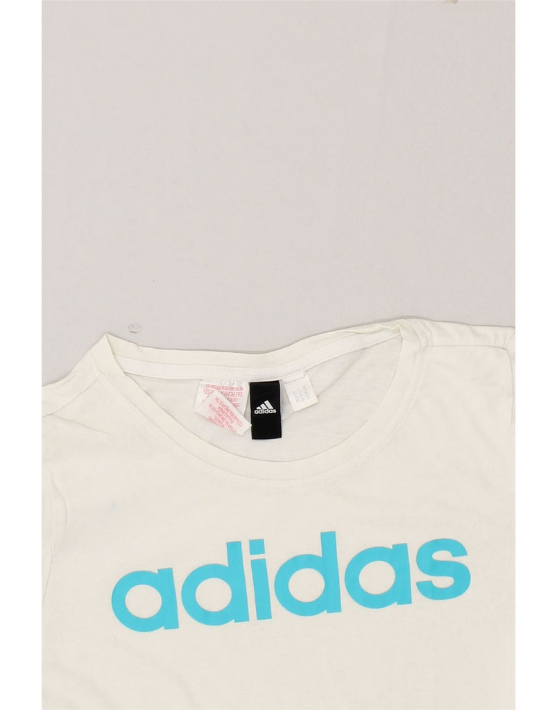 ADIDAS Womens Graphic T-Shirt Top UK 6 XS White Vintage Adidas and Second-Hand Adidas from Messina Hembry 