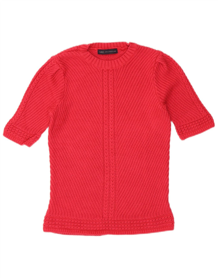 Marks & Spencer Womens Crew Neck Jumper Sweater UK 10 Small Pink