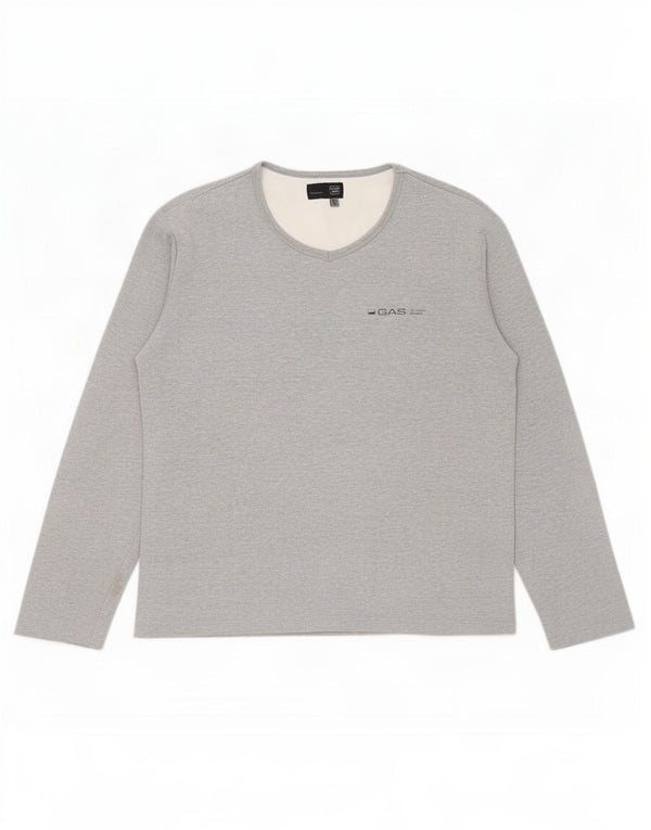 Gas Mens Top Long Sleeve XL Grey Cotton