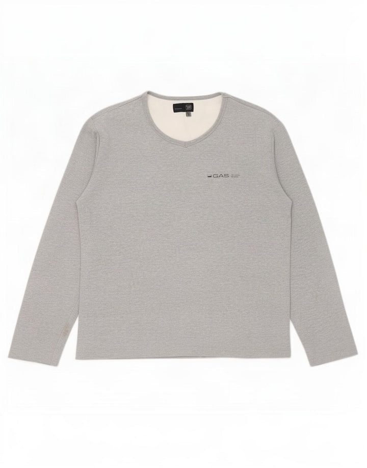 Gas Mens Top Long Sleeve XL Grey Cotton