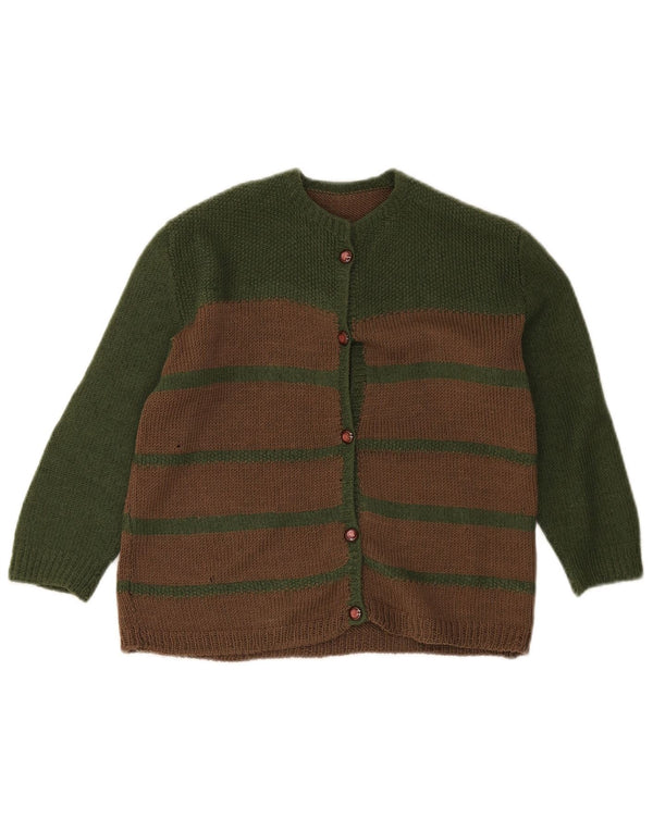 Vintage Girls Cardigan Sweater 11-12 Years Brown Striped