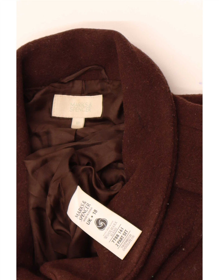 Marks & Spencer Womens Overcoat UK 18 XL Brown New Wool