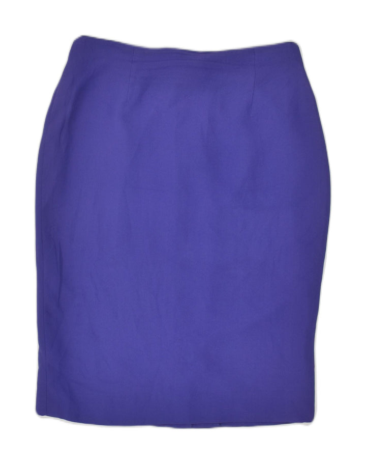 MAX MARA Womens High Waist Pencil Skirt W30 Medium Blue Acetate | Vintage Max Mara | Thrift | Second-Hand Max Mara | Used Clothing | Messina Hembry 