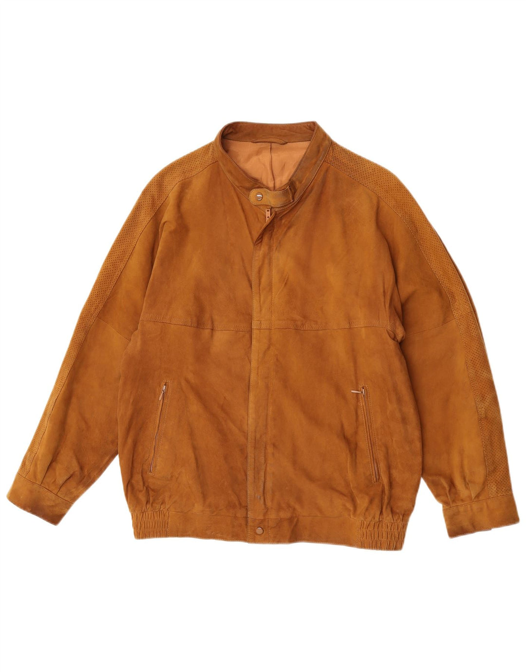 Vintage Mens Suede Bomber Jacket UK 36 Small Beige