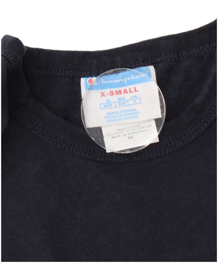 Champion Mens Graphic Top Long Sleeve XS Navy Blue Cotton
