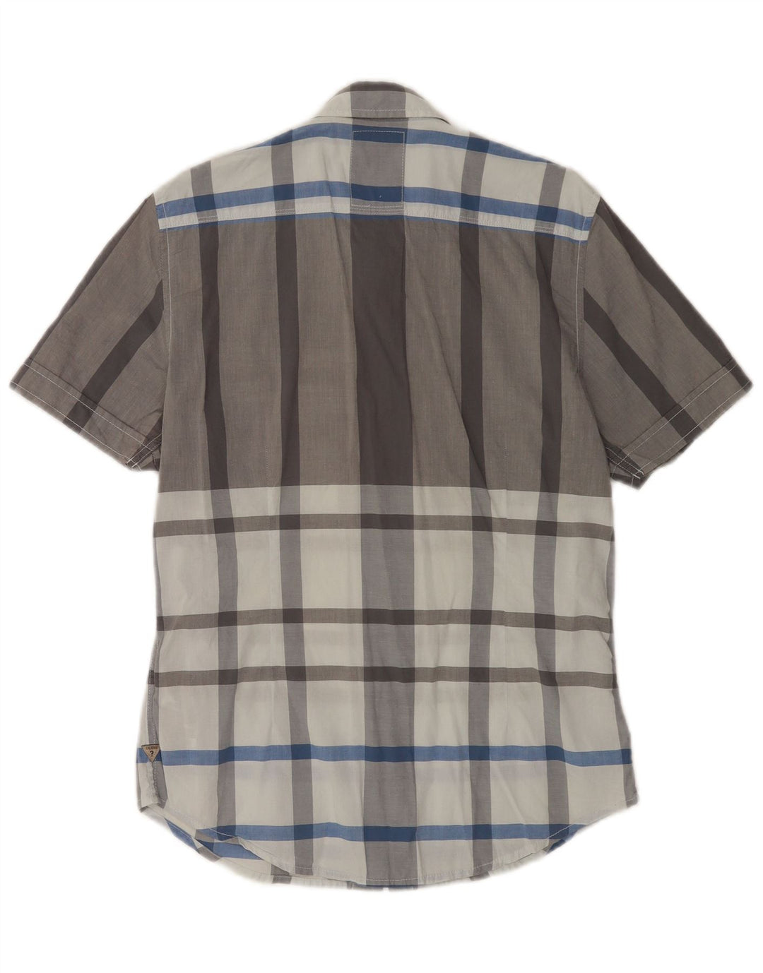 Guess Mens Short Sleeve Slim Fit Shirt Small Grey Check Cotton