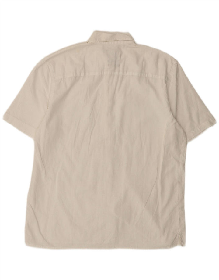 Sisley Mens Short Sleeve Regular Fit Shirt Medium White Linen