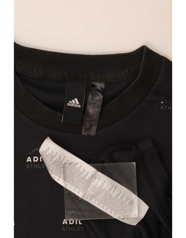 Adidas Mens Graphic Sweatshirt Jumper Small Black Cotton