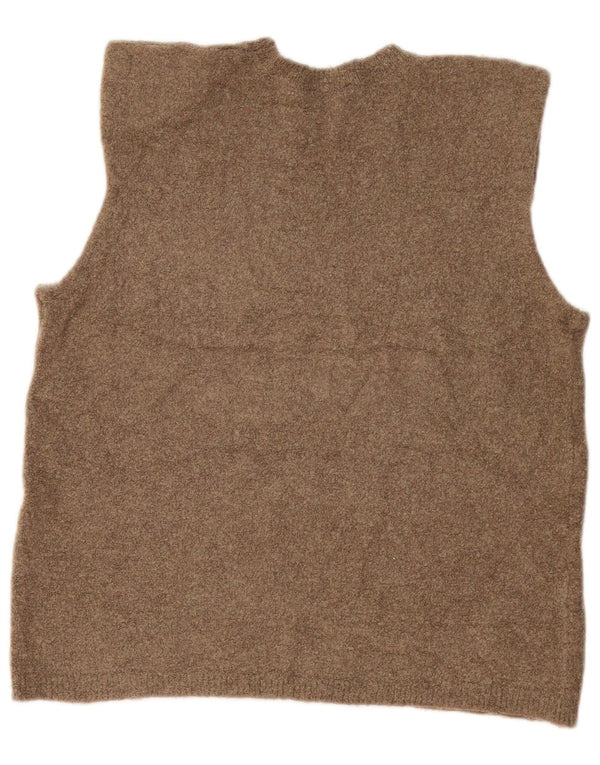 Zara Womens Vest Tank Top UK 14 Medium Khaki Flecked Polyamide