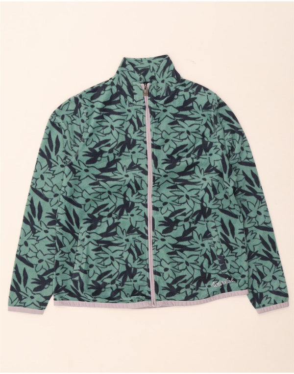 Weird Fish Womens Fleece Jacket UK 14 Large Green Floral Polyester