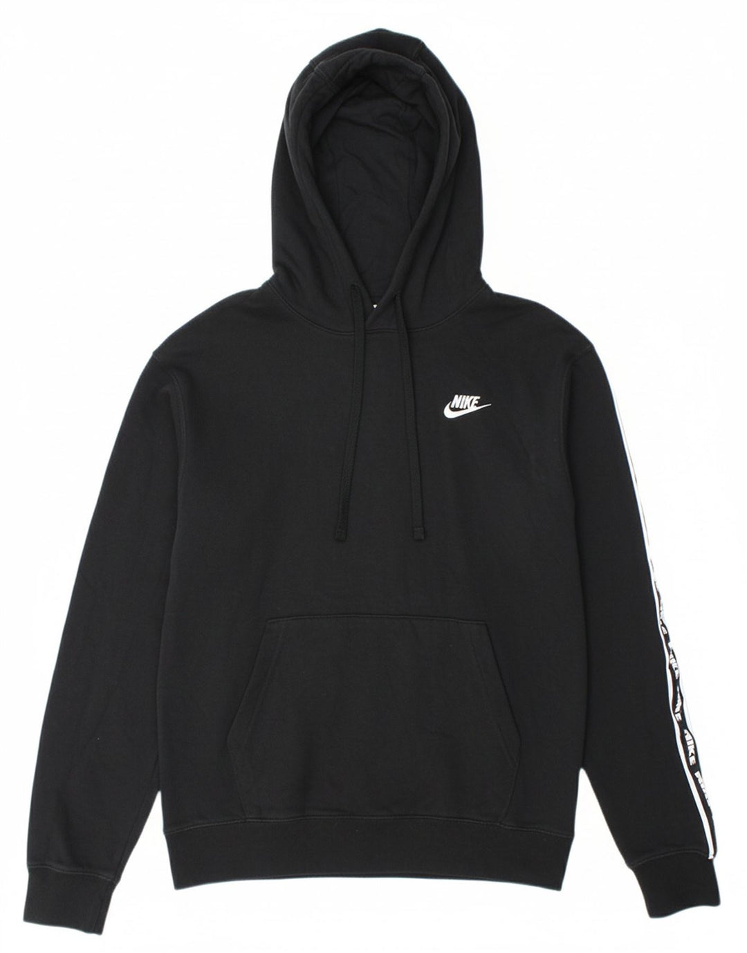 NIKE Mens Graphic Hoodie Jumper Small Black Cotton