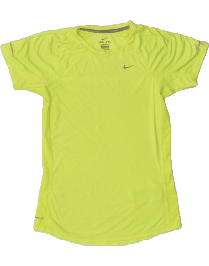 NIKE Womens Dri Fit T-Shirt Top UK 10 Small Yellow Polyester | Vintage Nike | Thrift | Second-Hand Nike | Used Clothing | Messina Hembry 