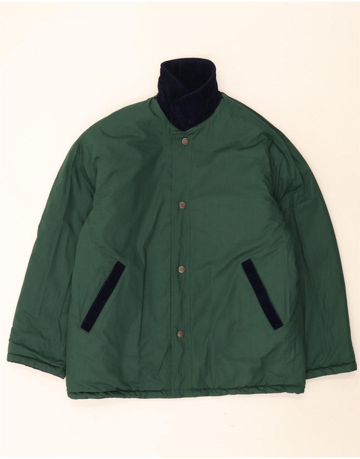 Vintage Mens Reversible Quilted Jacket UK 38 Medium Navy Blue Polyester
