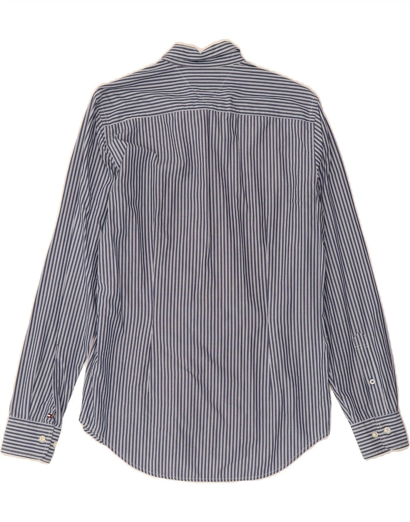 TOMMY HILFIGER Mens Slim Fit Shirt Medium Navy Blue Pinstripe Cotton Vintage Tommy Hilfiger and Second-Hand Tommy Hilfiger from Messina Hembry 