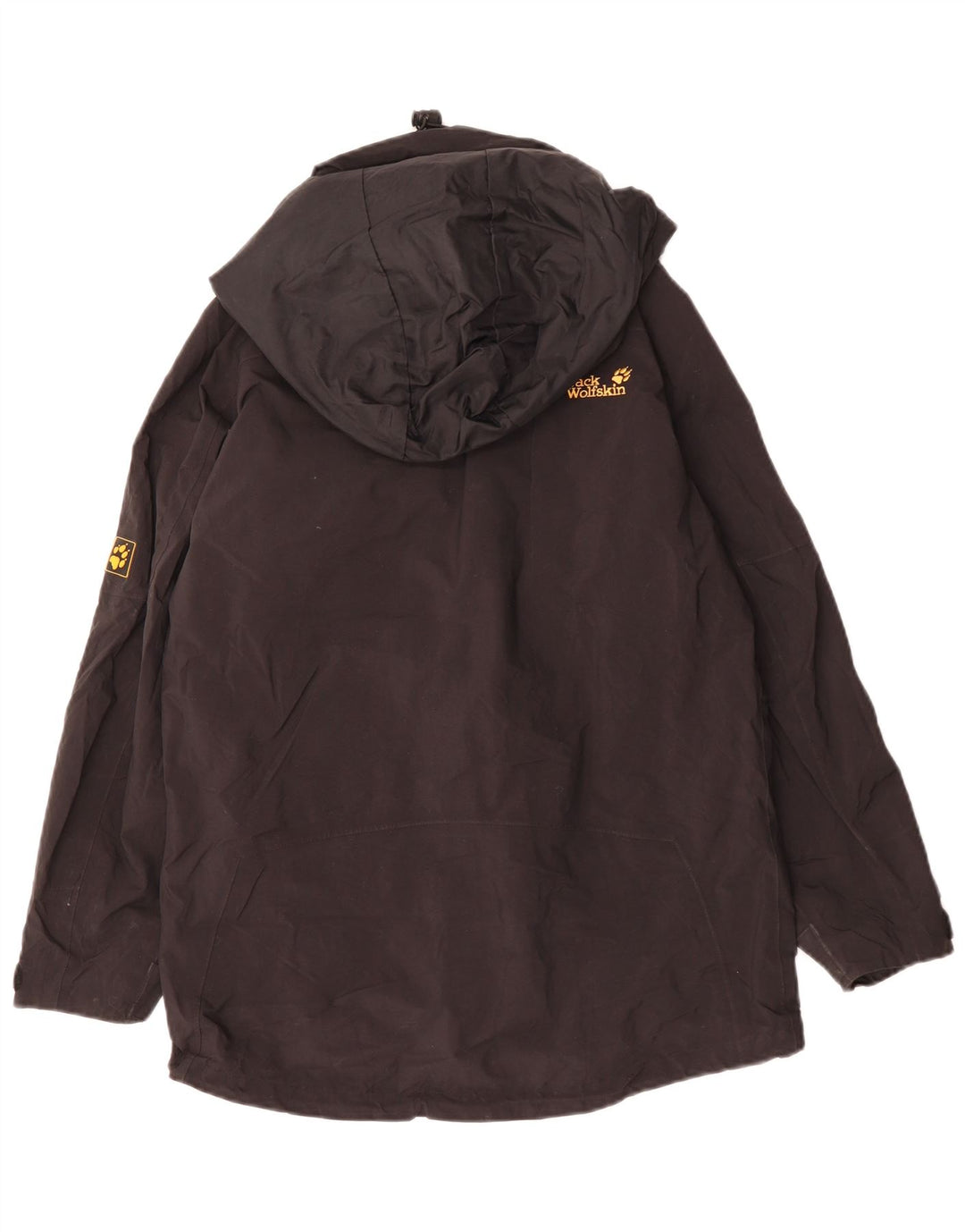 JACK WOLFSKIN Womens Oversized Hooded Rain Jacket UK 8 Small Black