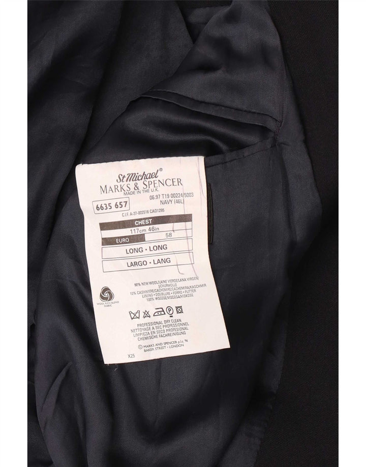 Marks & Spencer Mens Longline Blazer Jacket UK 46 XL Navy Blue