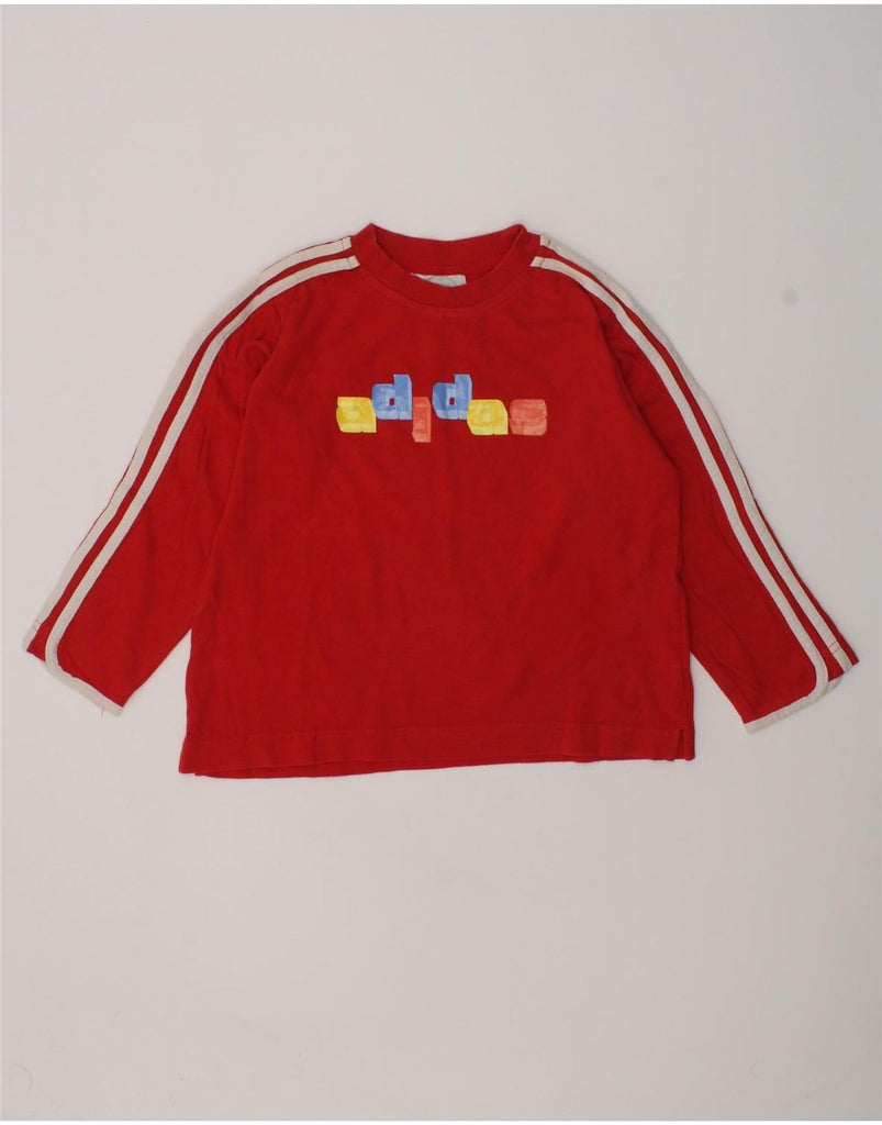 ADIDAS Boys Graphic Top Long Sleeve 2-3 Years Red Cotton | Vintage Adidas | Thrift | Second-Hand Adidas | Used Clothing | Messina Hembry 